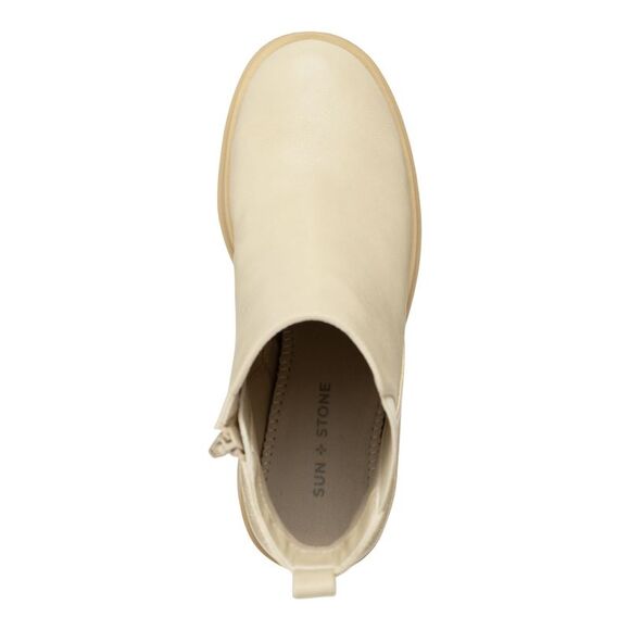 SUN STONE Womens Beige 1" Platform Heel Pull-Tab Veronikaa Toe Chelsea Boot 11 M - Picture 3 of 4